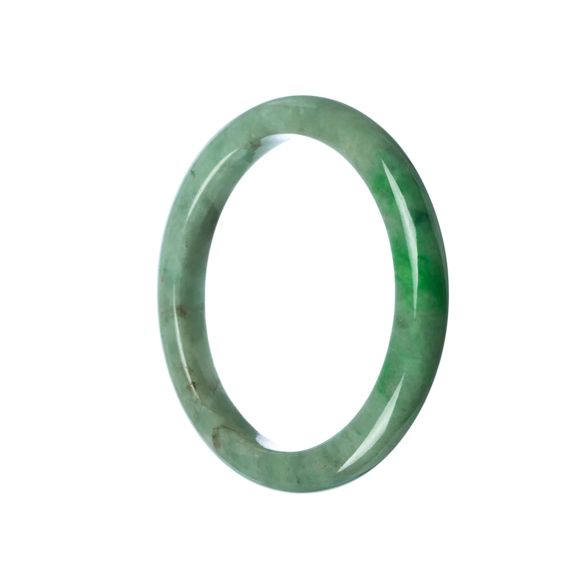 Genuine Natural Green Traditional Jade Bracelet - 58mm Semi Round