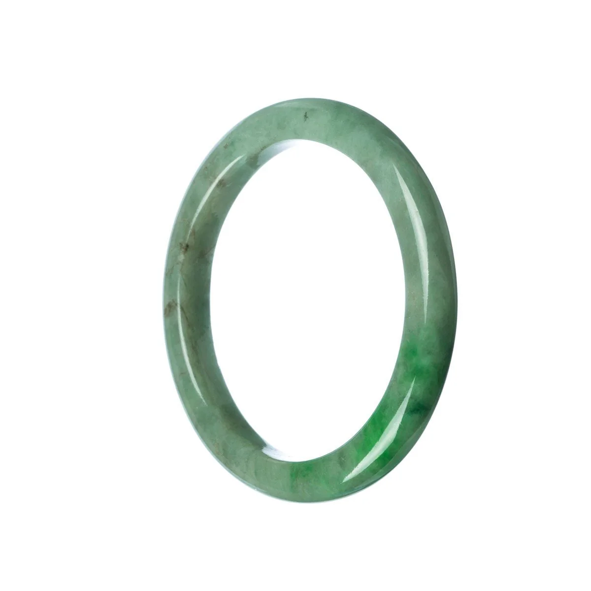 Genuine Natural Green Traditional Jade Bracelet - 58mm Semi Round - Image 2
