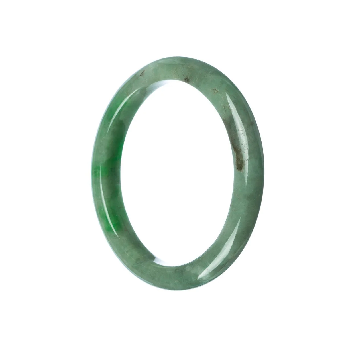 Genuine Natural Green Traditional Jade Bracelet - 58mm Semi Round - Image 3