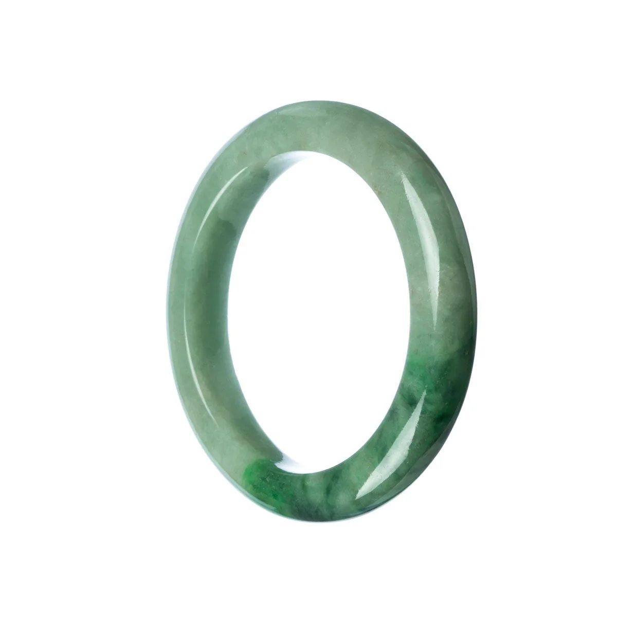 Real Grade A Green Traditional Jade Bracelet - 55mm Semi Round - Image 3