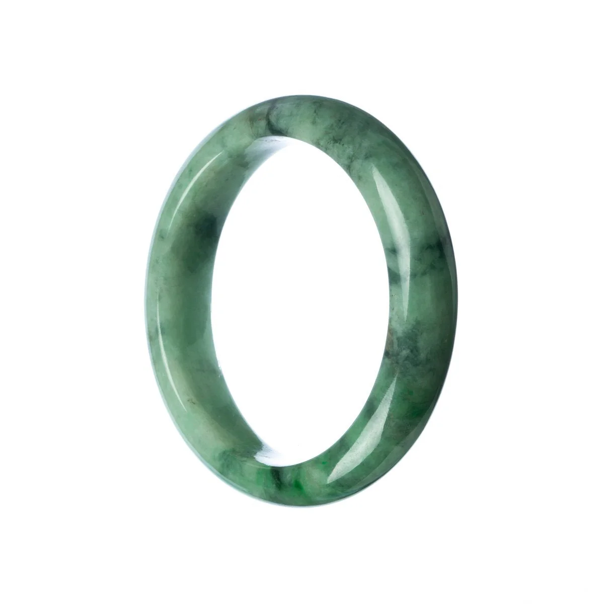 Genuine Grade A Green Burmese Jade Bracelet - 57mm Semi Round