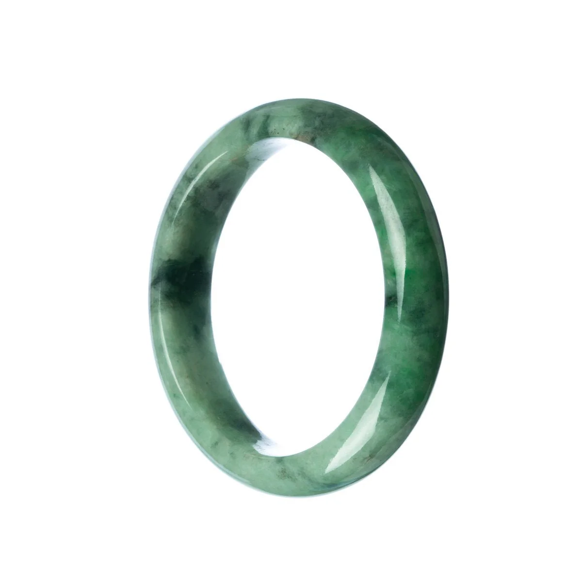 Genuine Grade A Green Burmese Jade Bracelet - 57mm Semi Round - Image 3