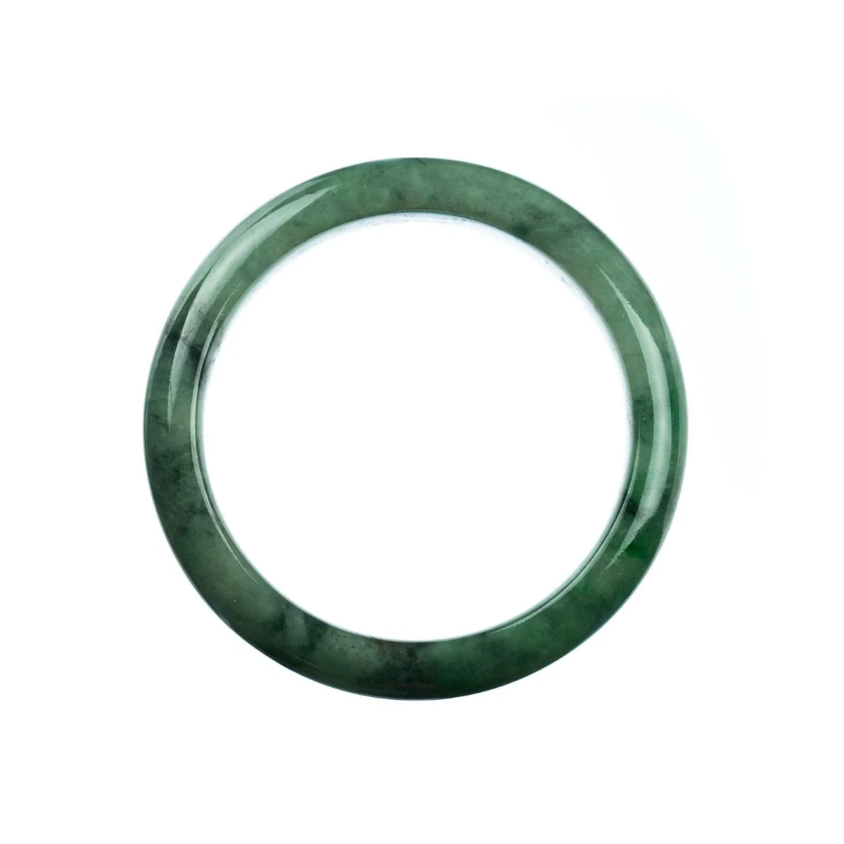 Genuine Grade A Green Burmese Jade Bracelet - 57mm Semi Round - Image 4