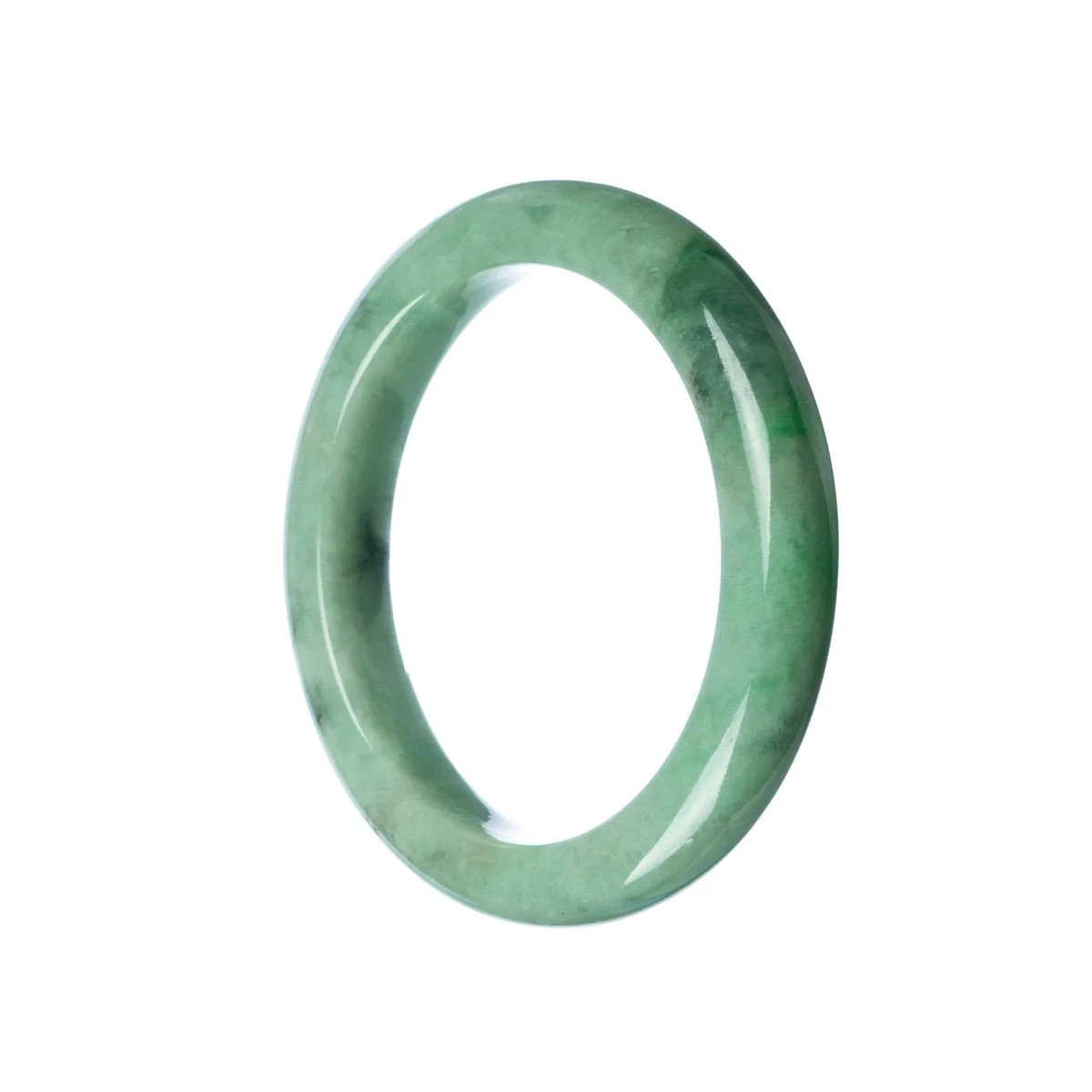 Genuine Grade A Green Jadeite Bracelet - 56mm Semi Round - Image 2