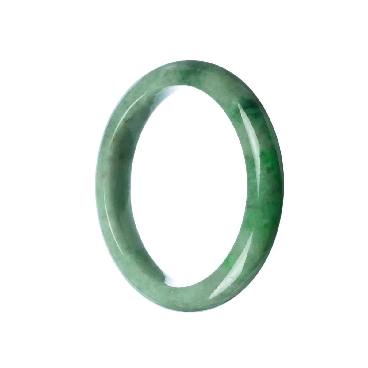 Real Natural Green Burma Jade Bangle - 58mm Semi Round