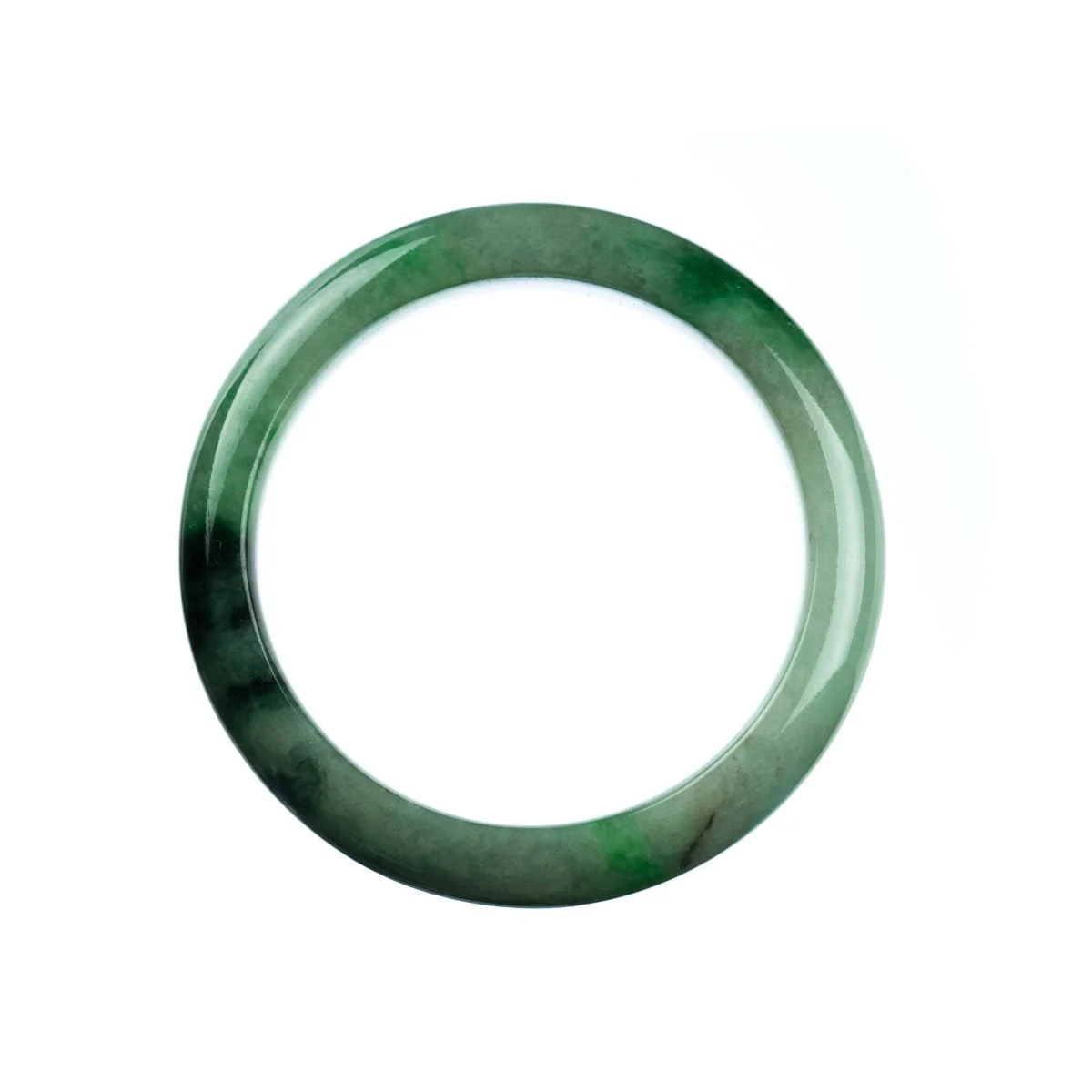 Genuine Type A Green Traditional Jade Bracelet - 57mm Semi Round - Image 4