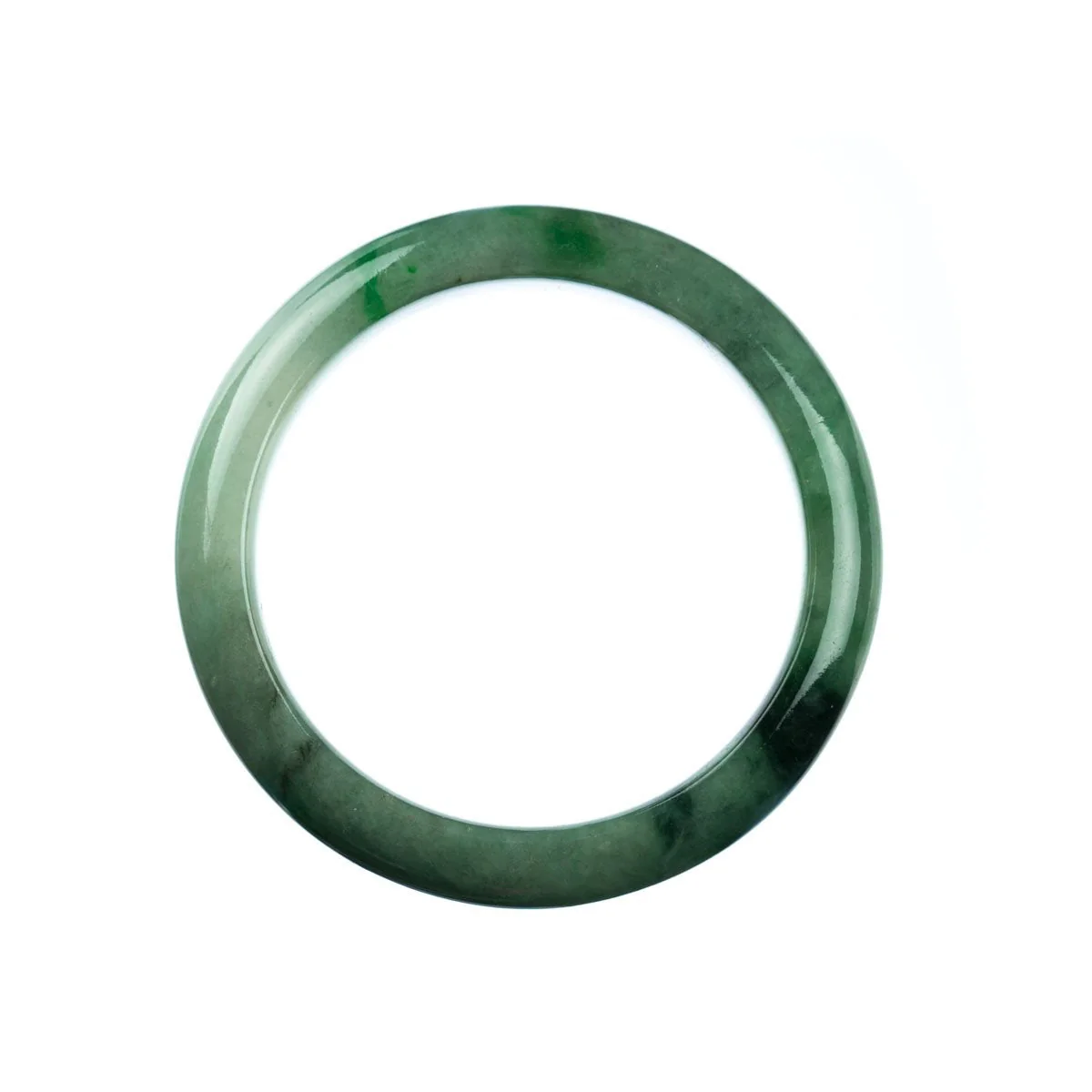 Genuine Type A Green Traditional Jade Bracelet - 57mm Semi Round - Image 5
