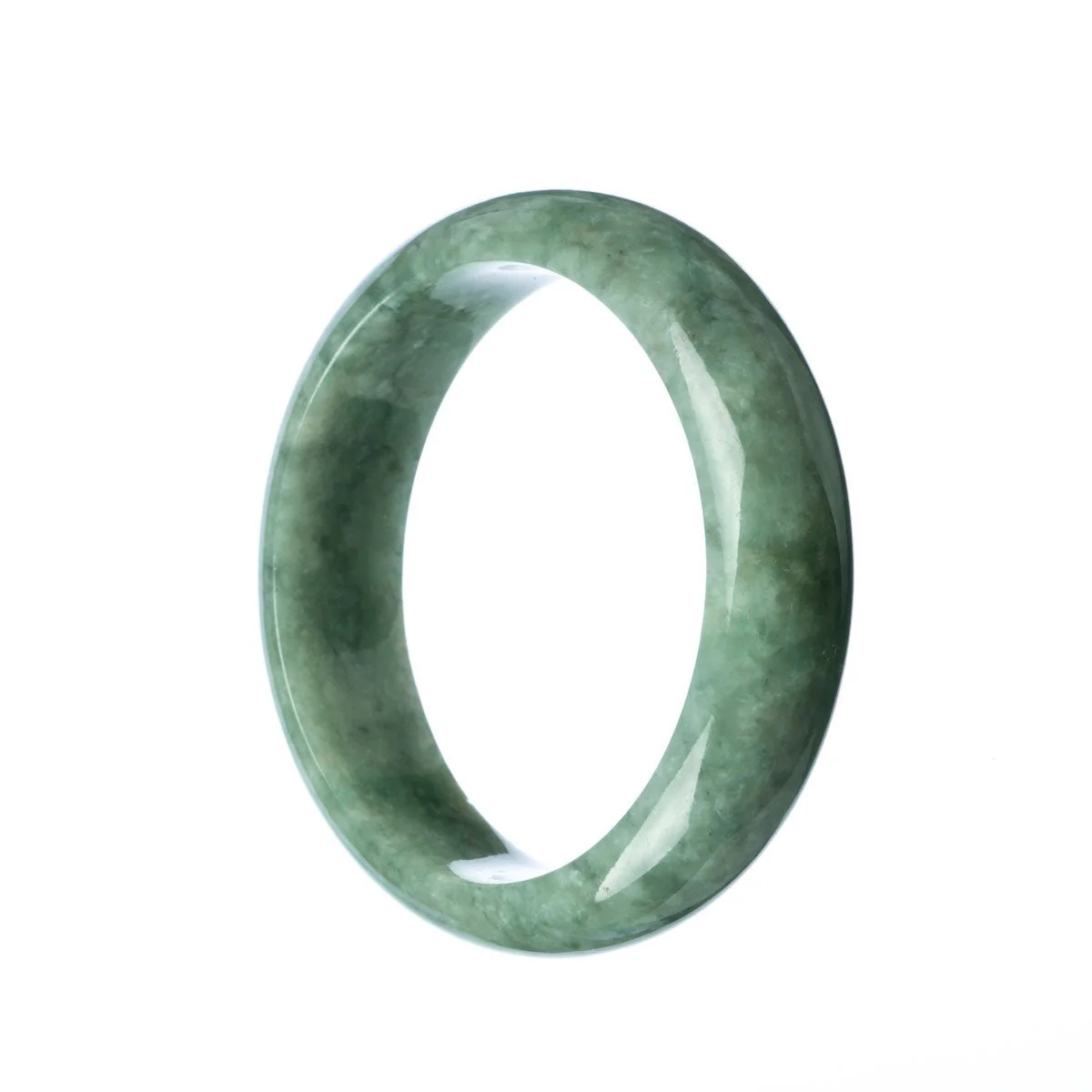 Authentic Type A Green Burmese Jade Bangle Bracelet - 59mm Half Moon - Image 2
