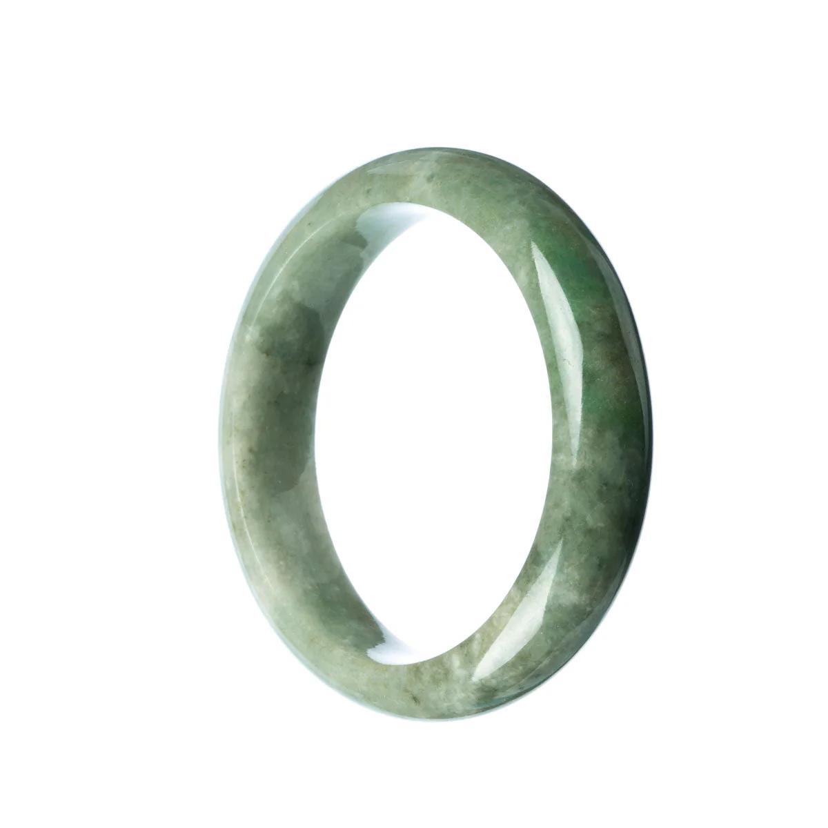 Authentic Type A Green Traditional Jade Bangle - 58mm Half Moon