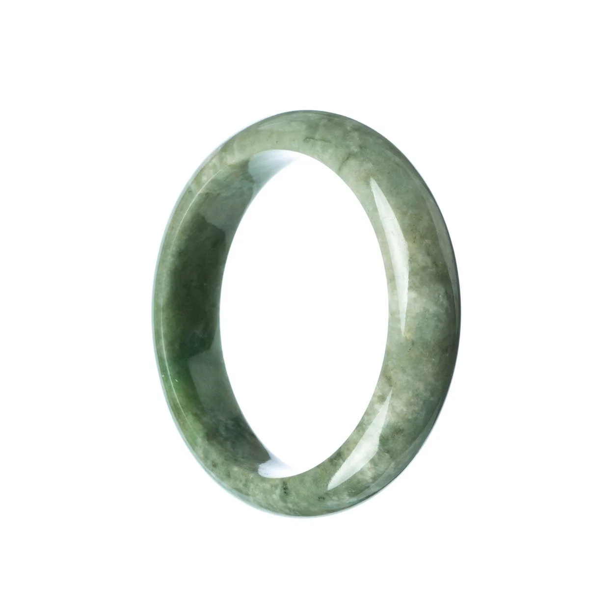 Authentic Type A Green Traditional Jade Bangle - 58mm Half Moon - Image 2