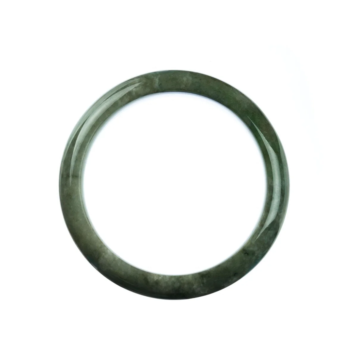 Authentic Type A Green Traditional Jade Bangle - 58mm Half Moon - Image 3