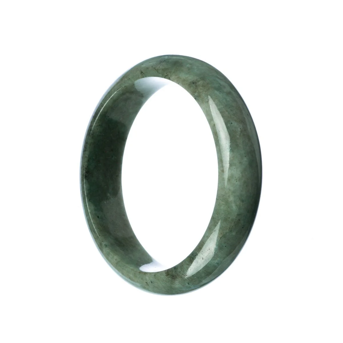 Genuine Grade A Green Traditional Jade Bracelet - 59mm Half Moon - Image 2