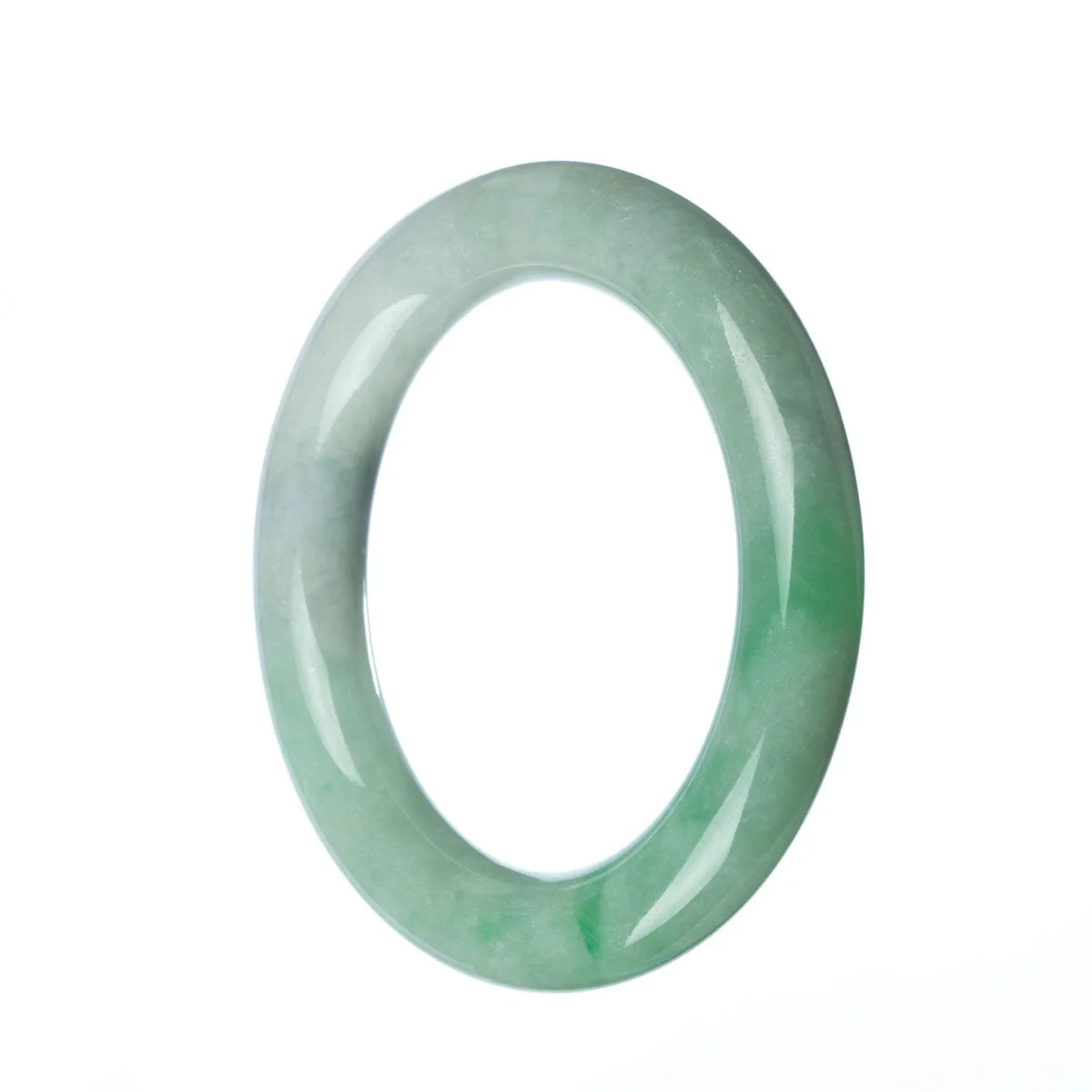 Genuine Grade A Green Jade Bangle Bracelet - 58mm Round - Image 2