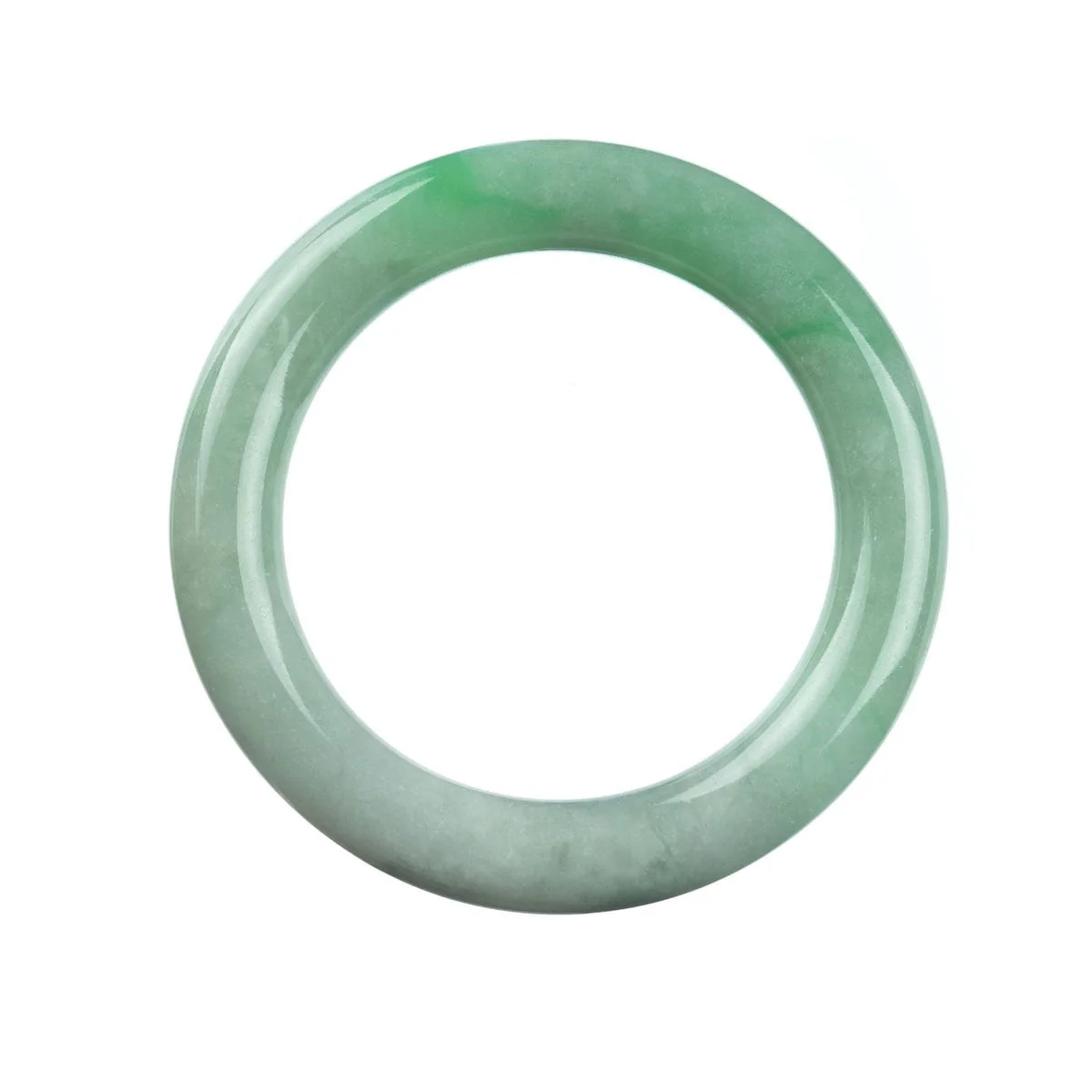 Genuine Grade A Green Jade Bangle Bracelet - 58mm Round - Image 4