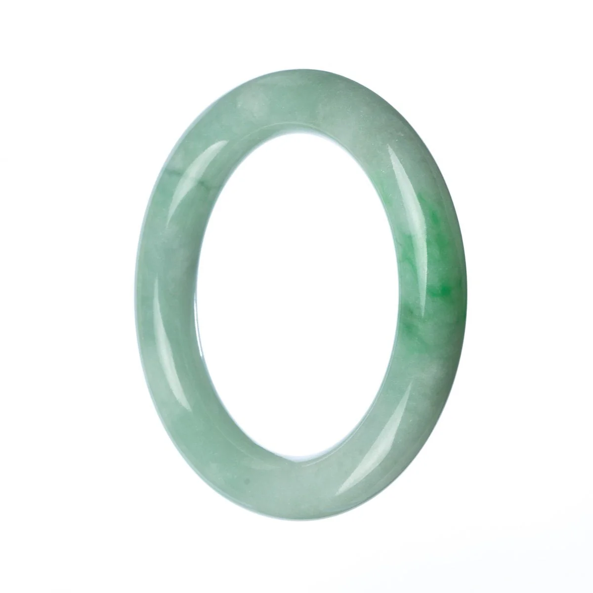 Genuine Grade A Green Burmese Jade Bangle - 58mm Round - Image 4