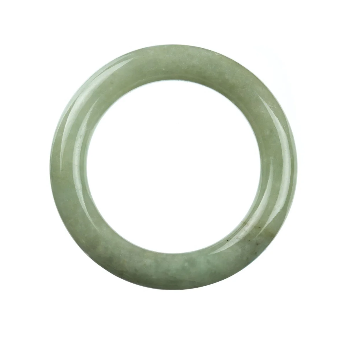 Genuine Grade A Green Traditional Jade Bangle - 57mm Round - Image 3
