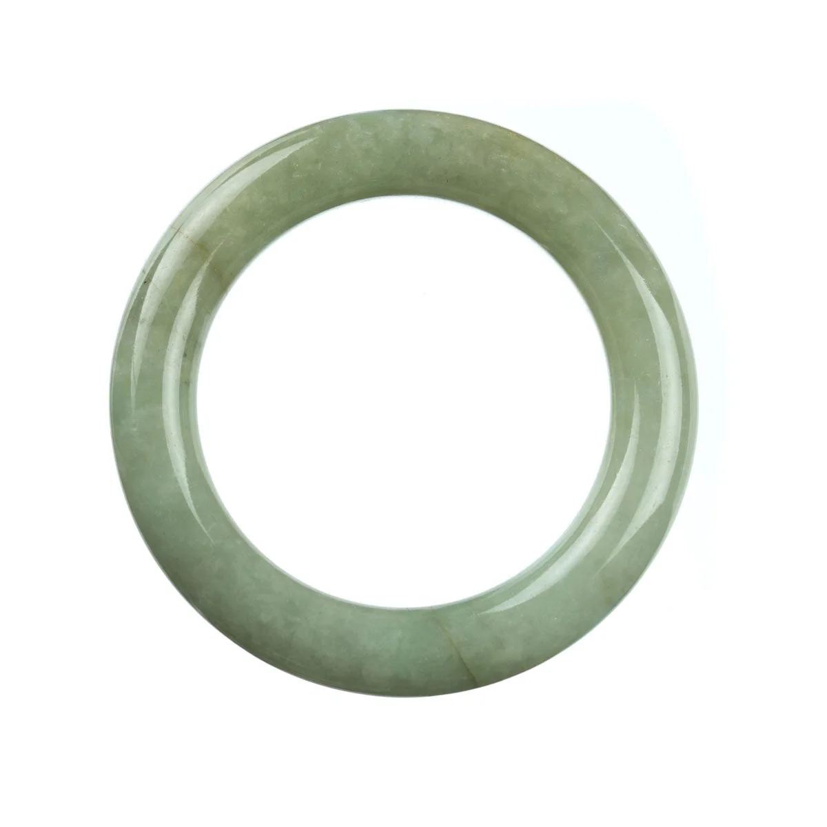Genuine Grade A Green Traditional Jade Bangle - 57mm Round - Image 4