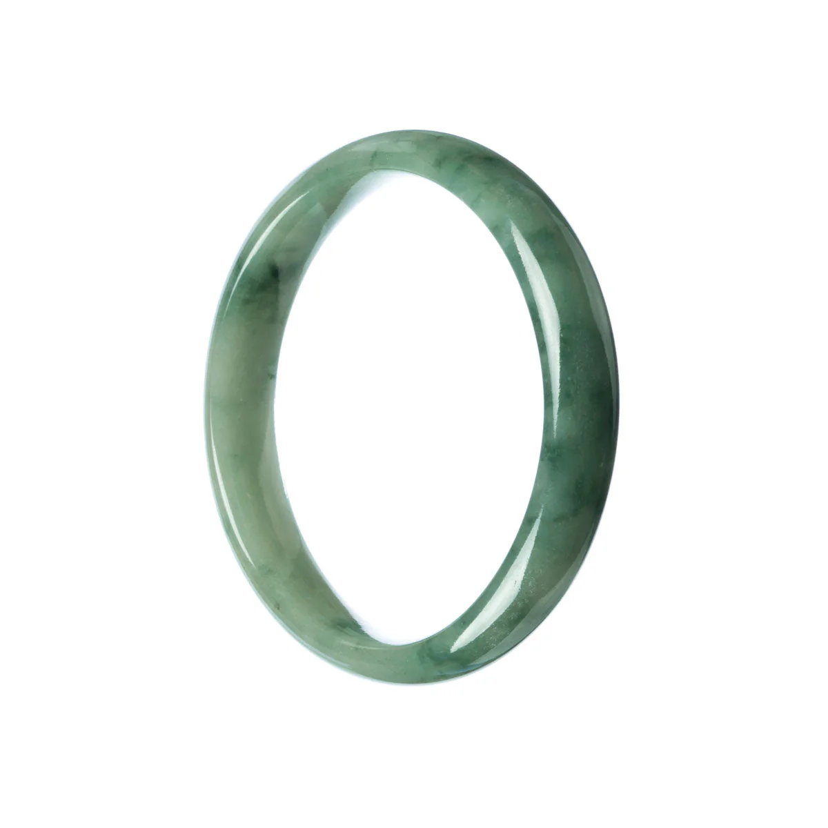 Authentic Grade A Green Jadeite Bangle Bracelet - 59mm Half Moon
