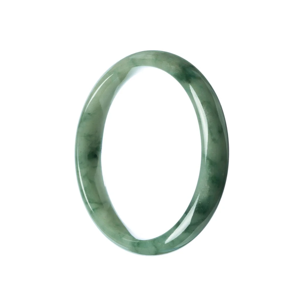 Authentic Grade A Green Jadeite Bangle Bracelet - 59mm Half Moon - Image 2