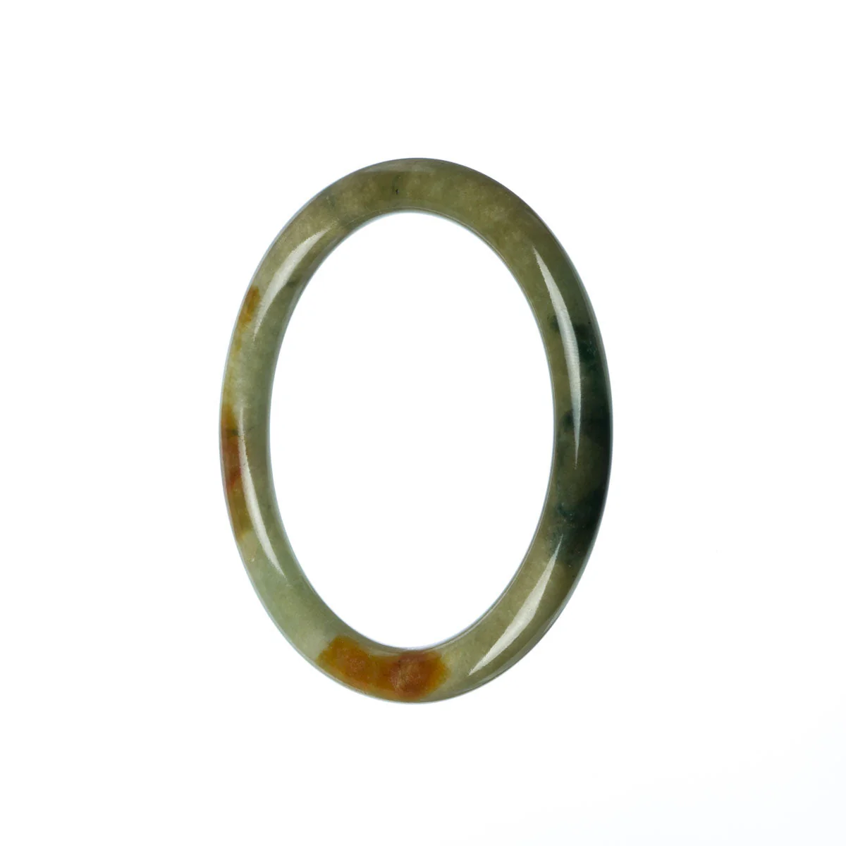 Genuine Type A Green Jade Bangle Bracelet - 55mm Petite Round