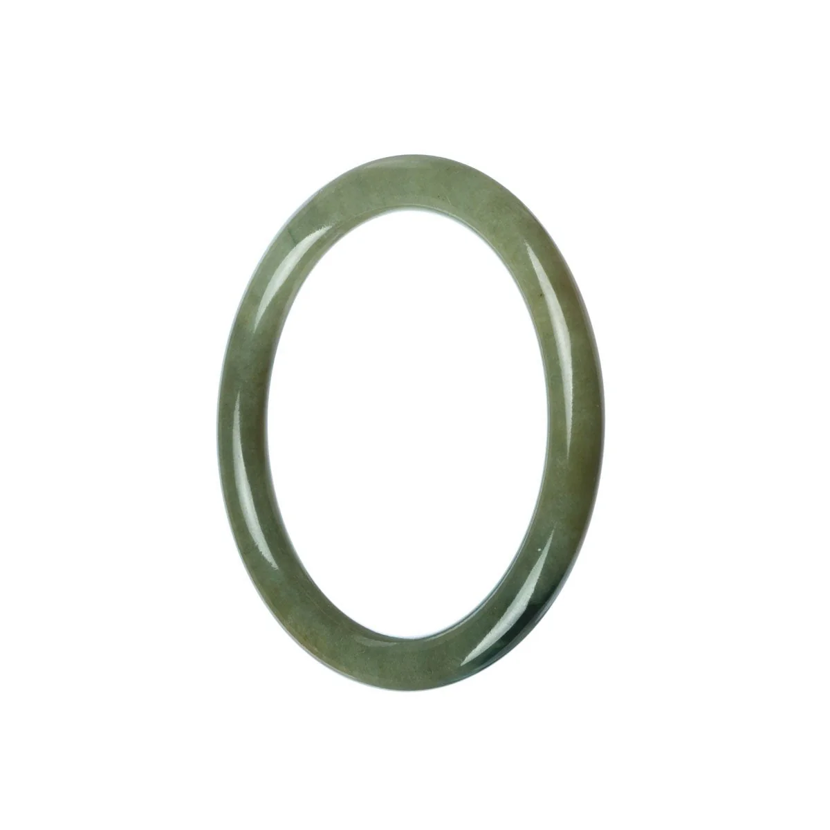 Genuine Type A Green Jade Bangle Bracelet - 55mm Petite Round - Image 2