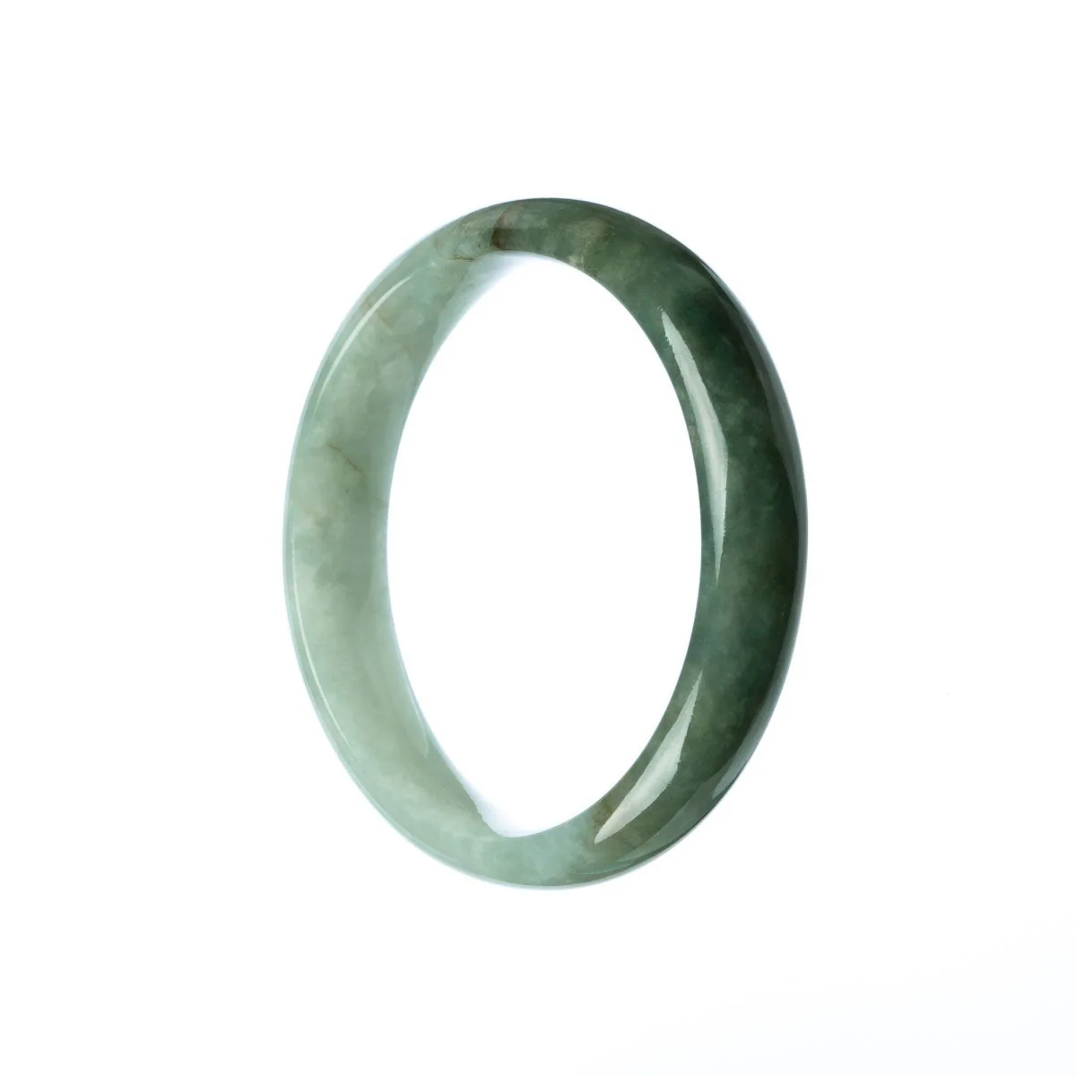 Genuine Grade A Green Traditional Jade Bracelet - 55mm Half Moon - Image 2