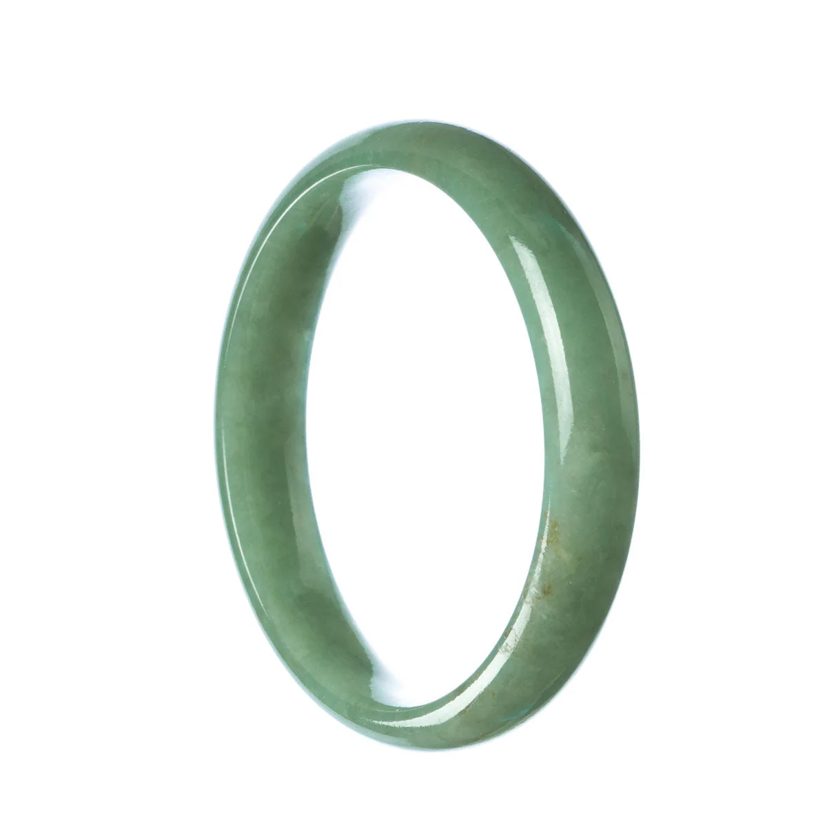 Authentic Natural Green Traditional Jade Bangle - 59mm Half Moon