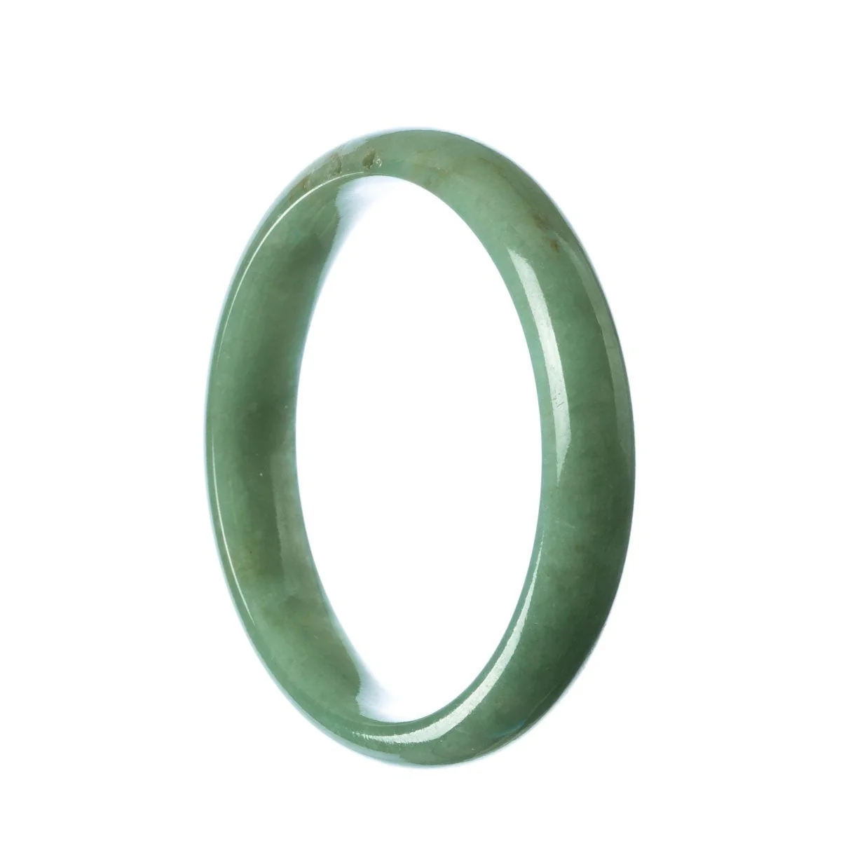 Authentic Natural Green Traditional Jade Bangle - 59mm Half Moon - Image 2
