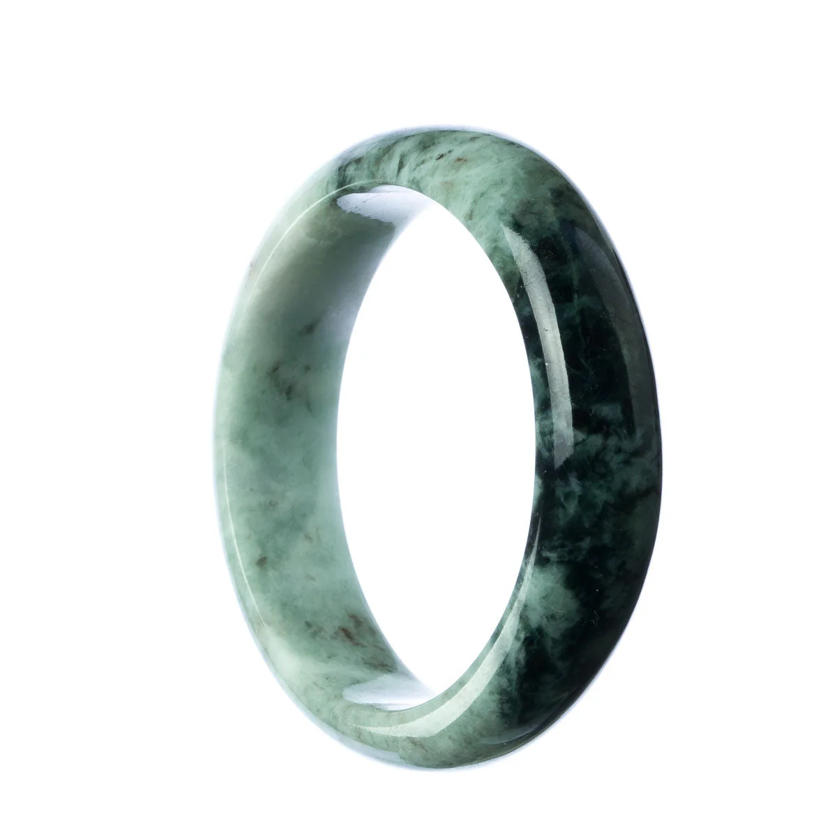 Authentic Untreated Green Jadeite Jade Bracelet - 58mm Half Moon - Image 2