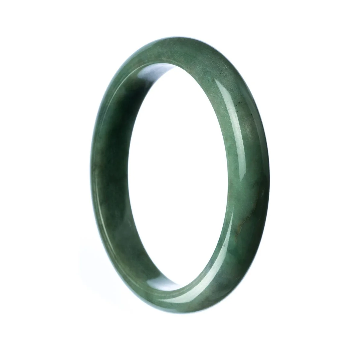 Genuine Natural Green Jadeite Jade Bangle Bracelet - 78mm Semi Round - Image 2