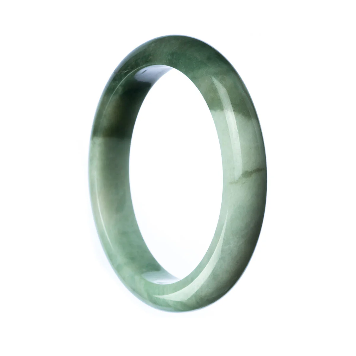 Real Grade A Green Burmese Jade Bangle - 77mm Semi Round - Image 2