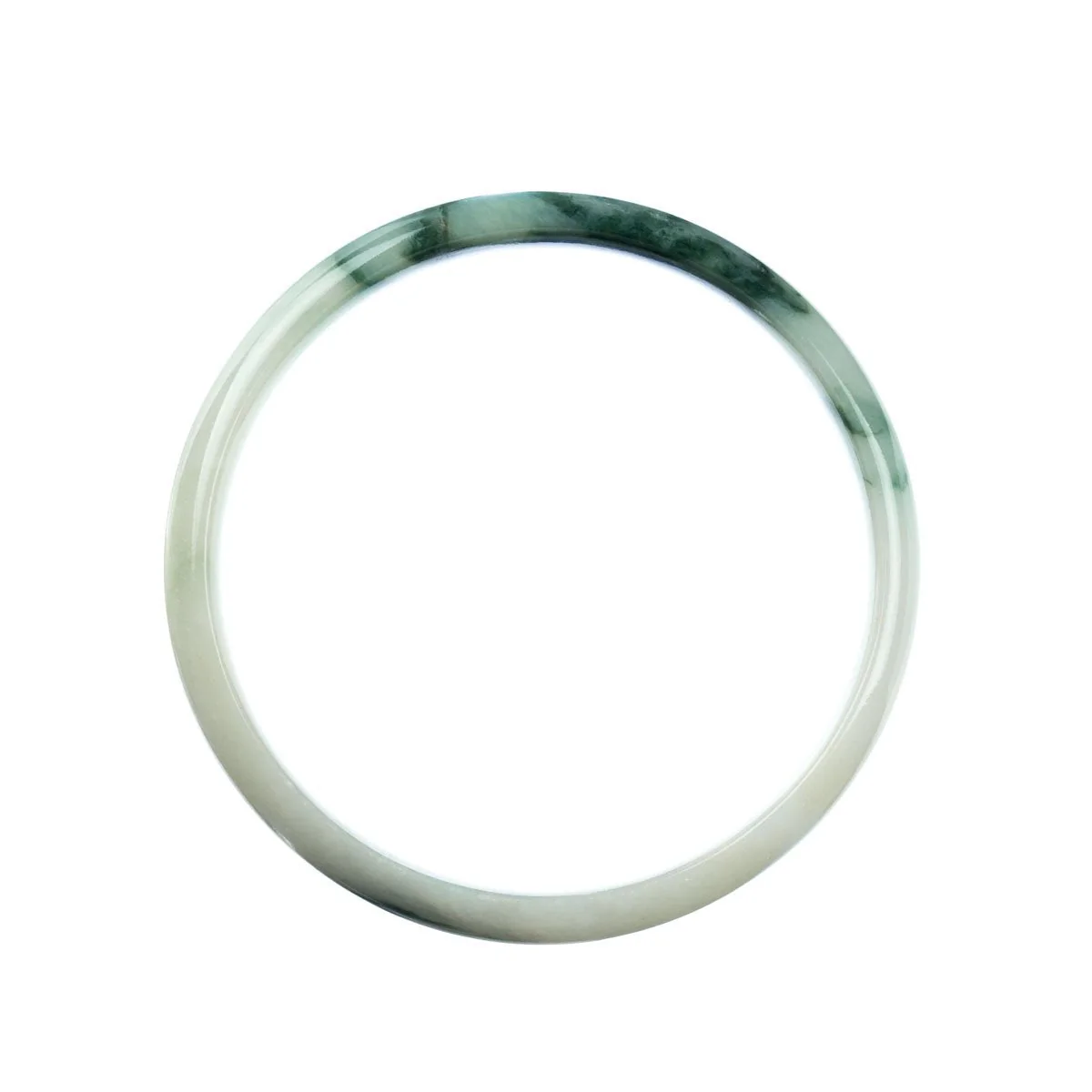 Authentic Type A Green Traditional Jade Bangle Bracelet - 74mm Half Moon - Image 3