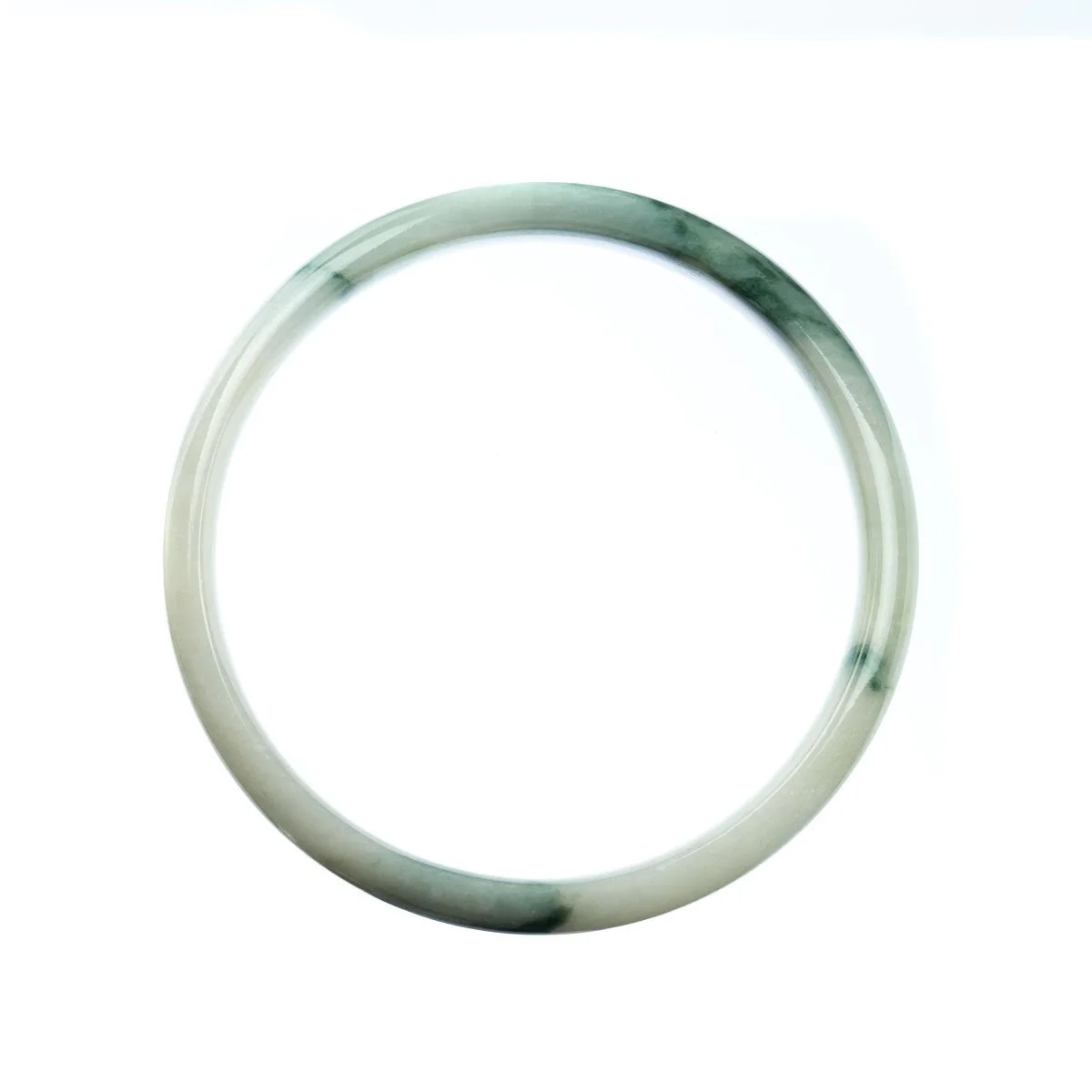 Authentic Type A Green Traditional Jade Bangle Bracelet - 74mm Half Moon - Image 4