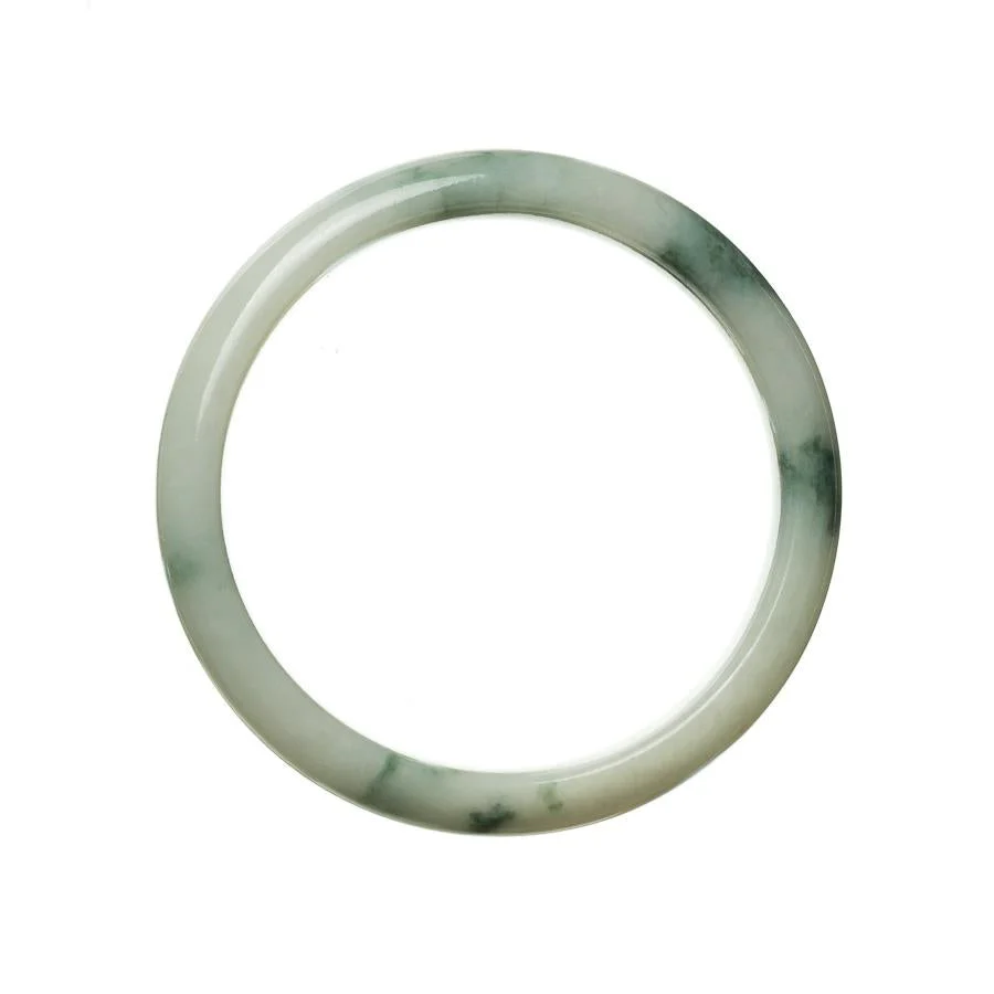 Certified Grade A Green White Jade Bracelet - 56mm Half Moon - Image 2