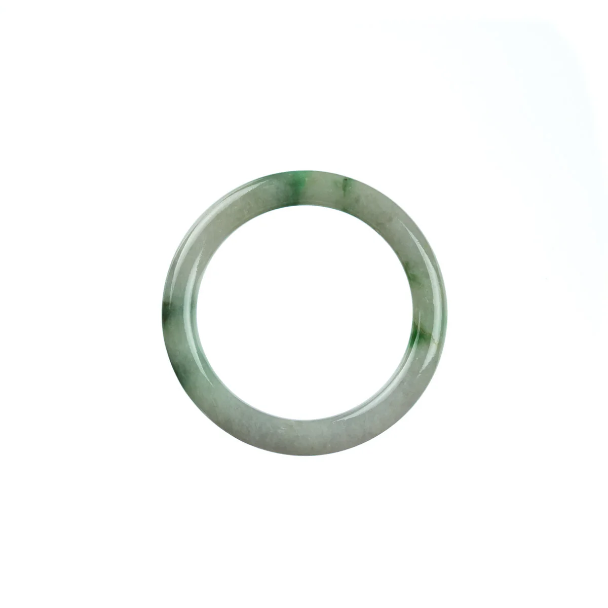 Genuine Grade A Green White Traditional Jade Bangle - Child Round - Image 5