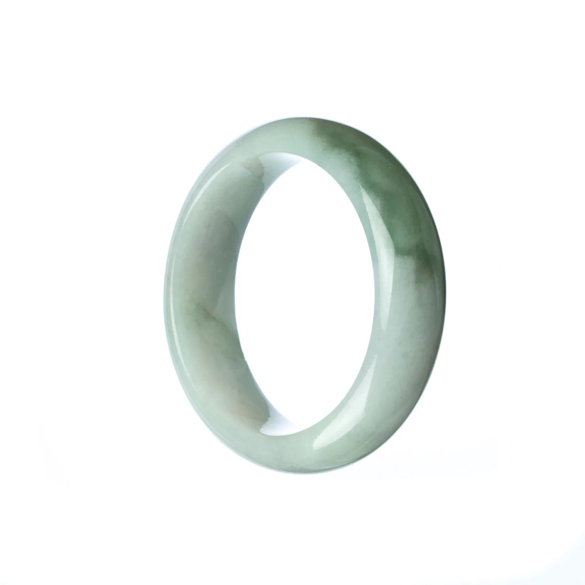 Real Grade A Green White Burmese Jade Bangle - Child Half Moon