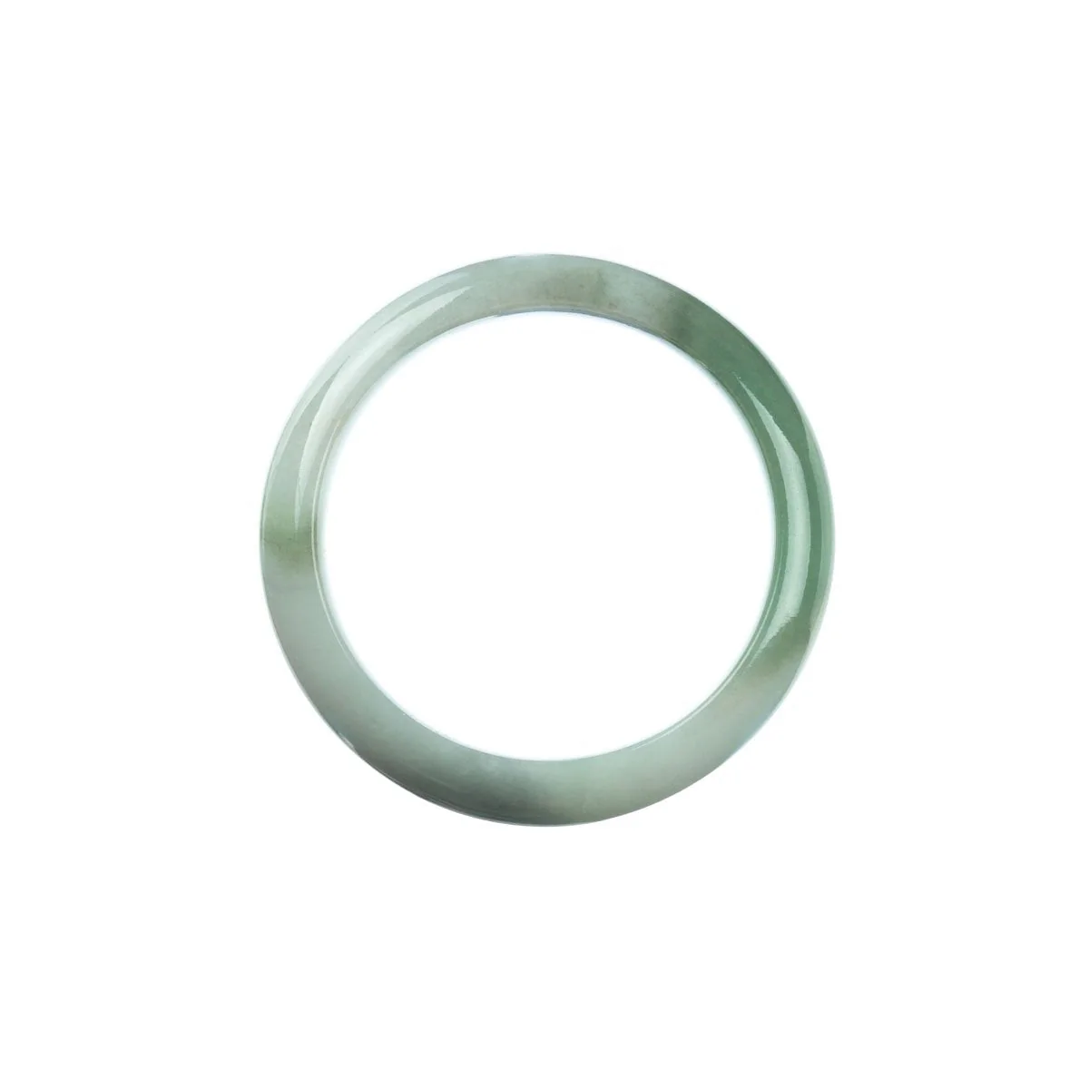 Real Grade A Green White Burmese Jade Bangle - Child Half Moon - Image 4