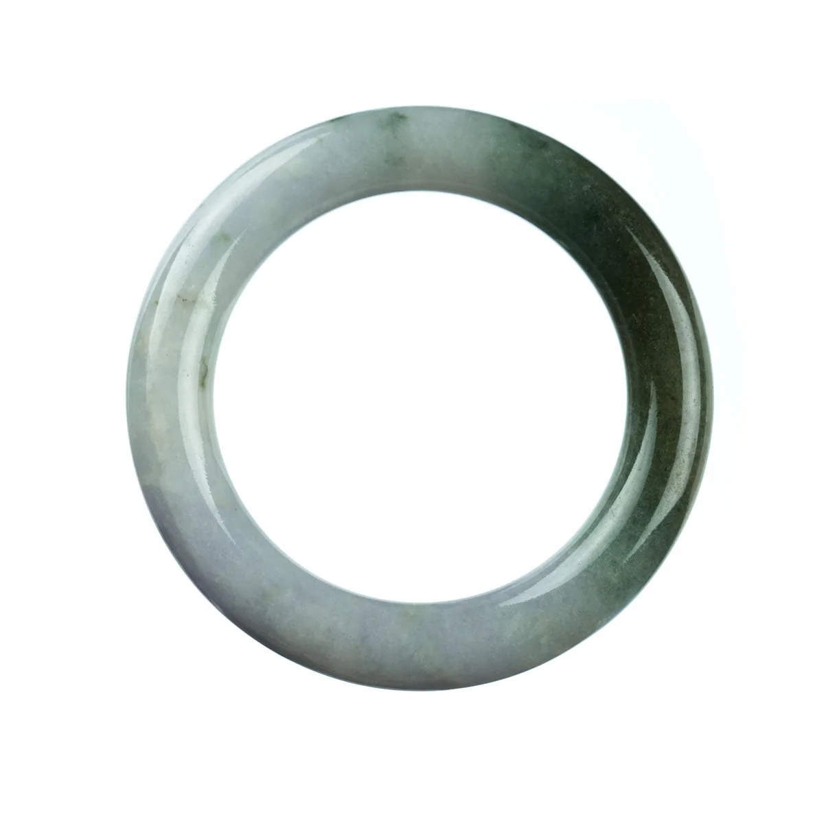 Genuine Grade A Green White Traditional Jade Bangle Bracelet - 57mm Round - Image 4