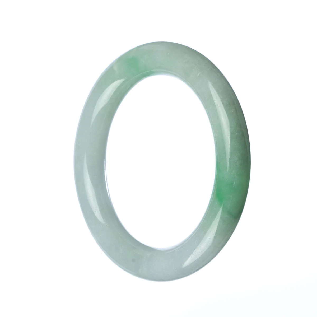 Genuine Grade A Green White Jade Bangle Bracelet - 58mm Round