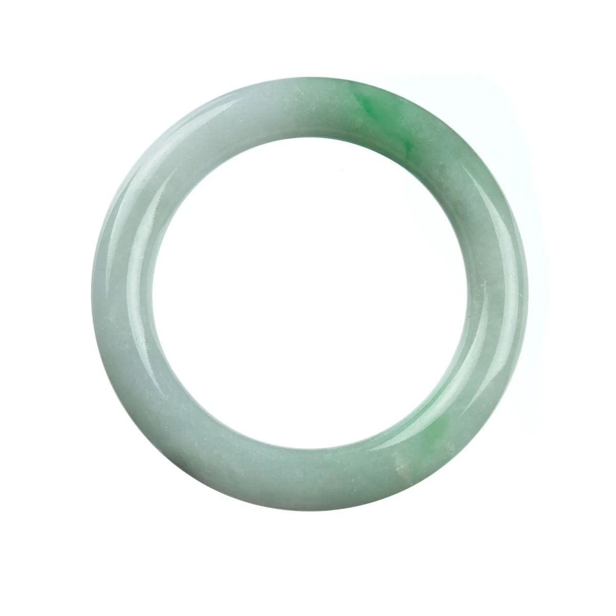 Genuine Grade A Green White Jade Bangle Bracelet - 58mm Round - Image 4