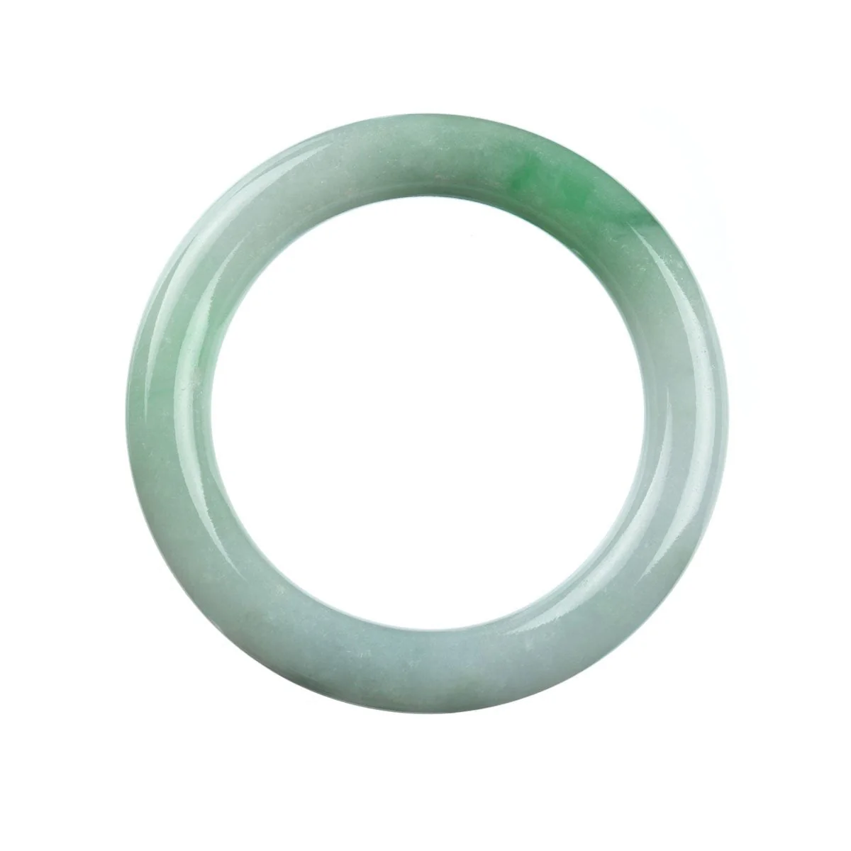 Genuine Grade A Green White Jade Bangle Bracelet - 58mm Round - Image 5