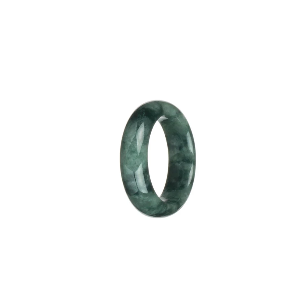 Certified Green with Dark Green Patterns Burma Jade Ring - US 8.5 - Image 3