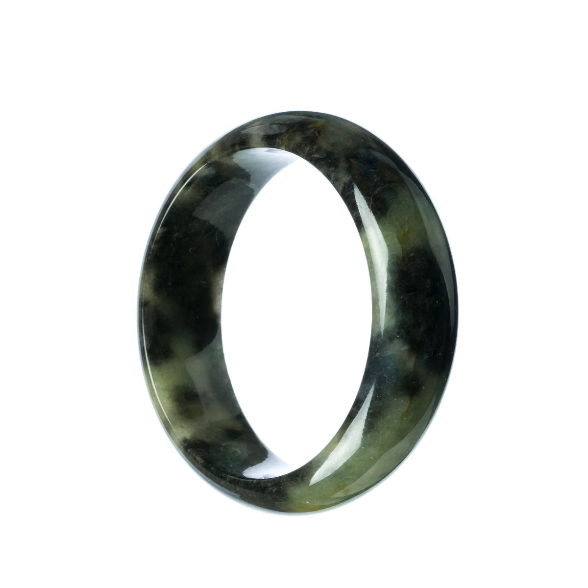 Authentic Grade A Green Yellow Jadeite Bangle Bracelet - 58mm Half Moon