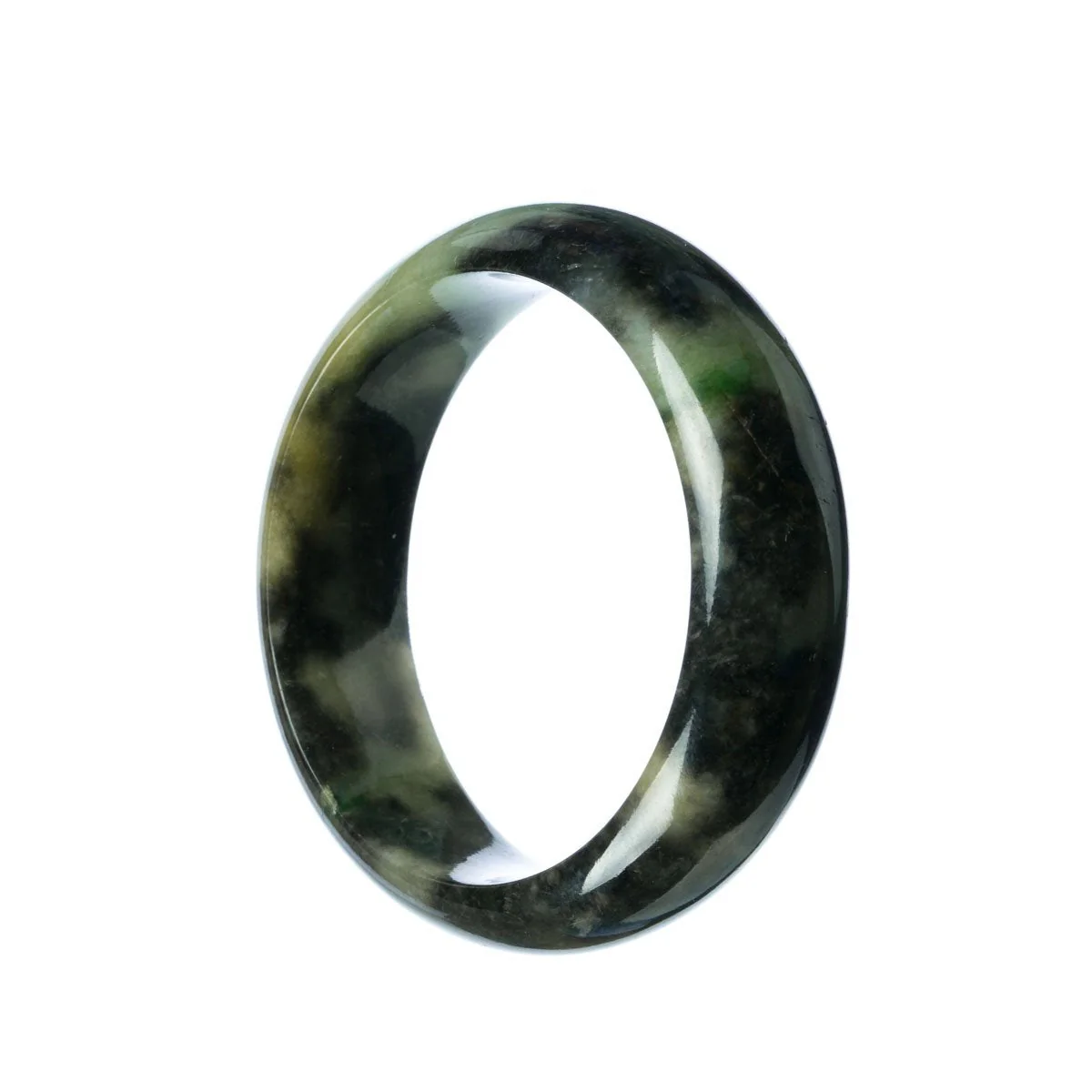 Authentic Grade A Green Yellow Jadeite Bangle Bracelet - 58mm Half Moon - Image 2