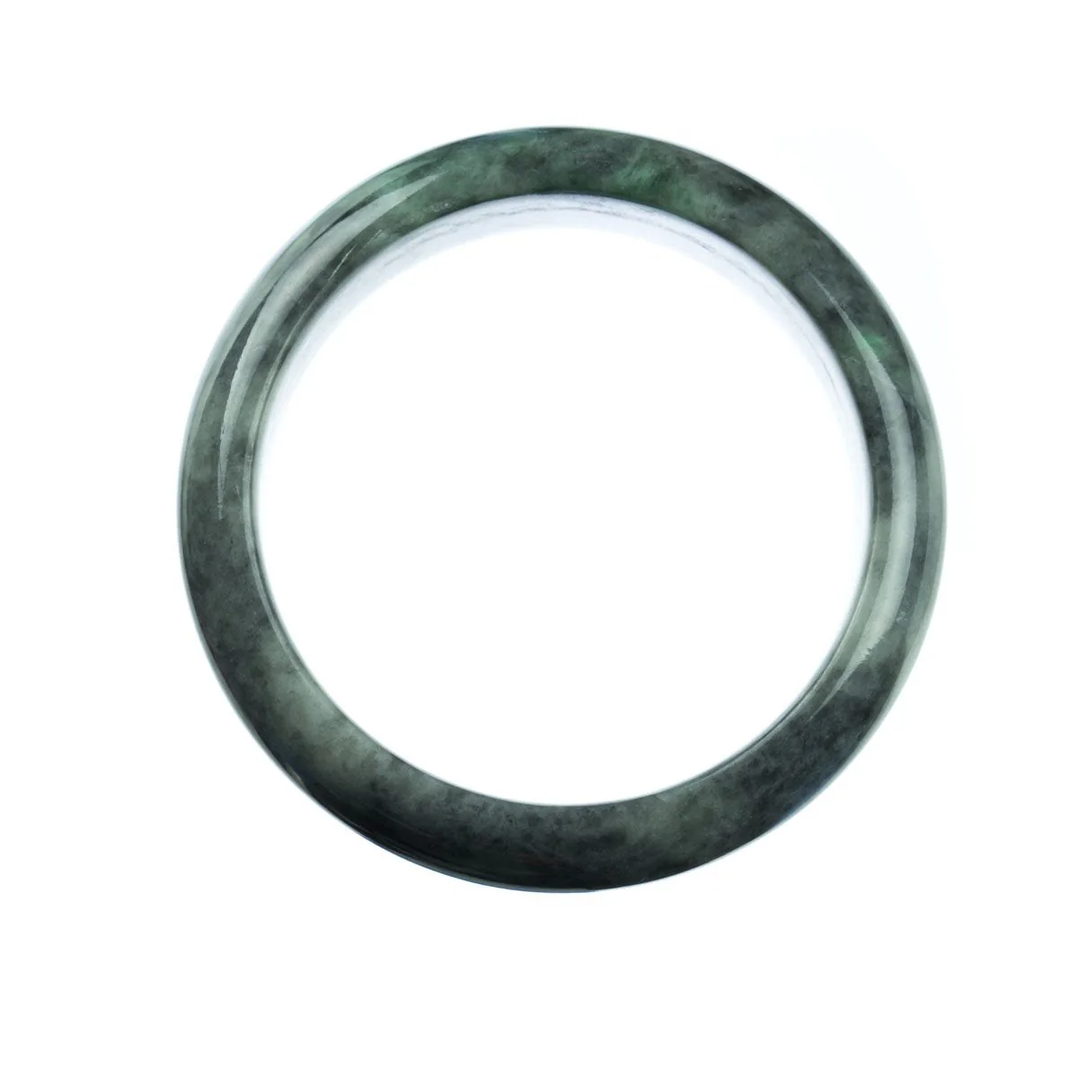 Certified Type A Grey Green Traditional Jade Bangle - 62mm Flat - Image 4