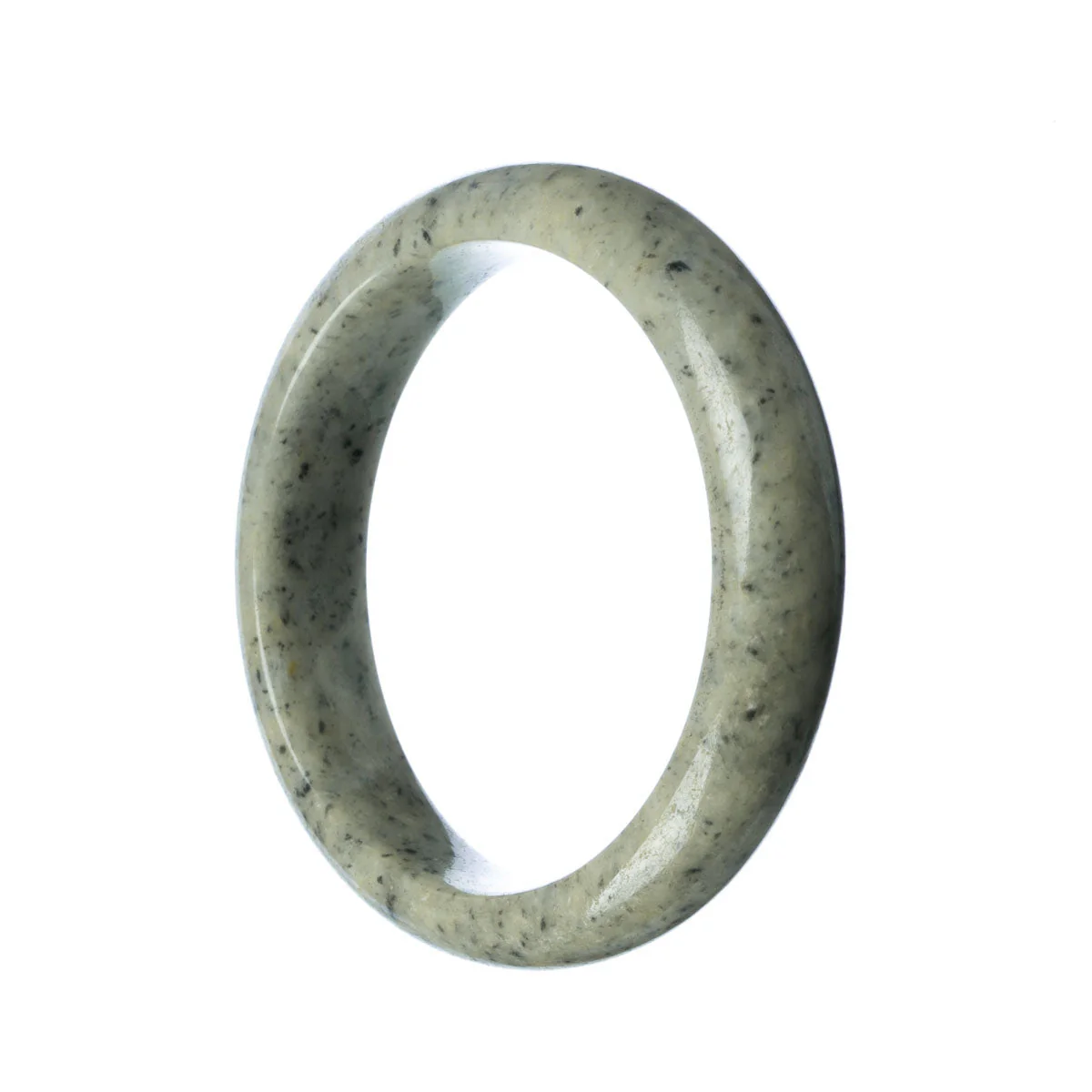 Genuine Grade A Grey Green Burmese Jade Bangle Bracelet - 63mm Half Moon