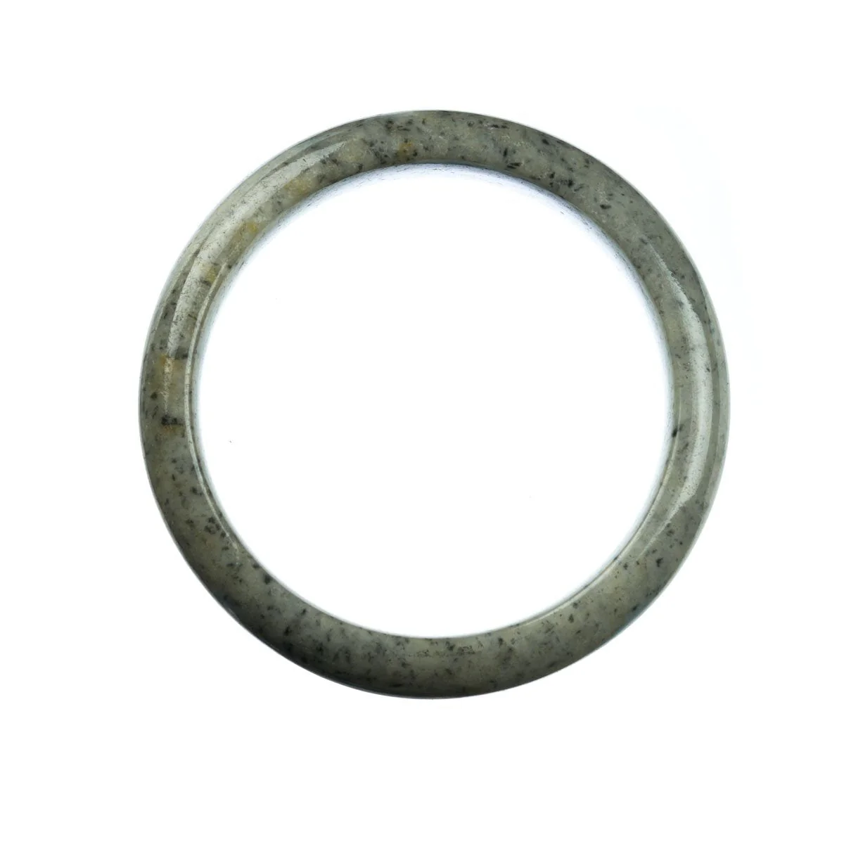 Genuine Grade A Grey Green Burmese Jade Bangle Bracelet - 63mm Half Moon - Image 3