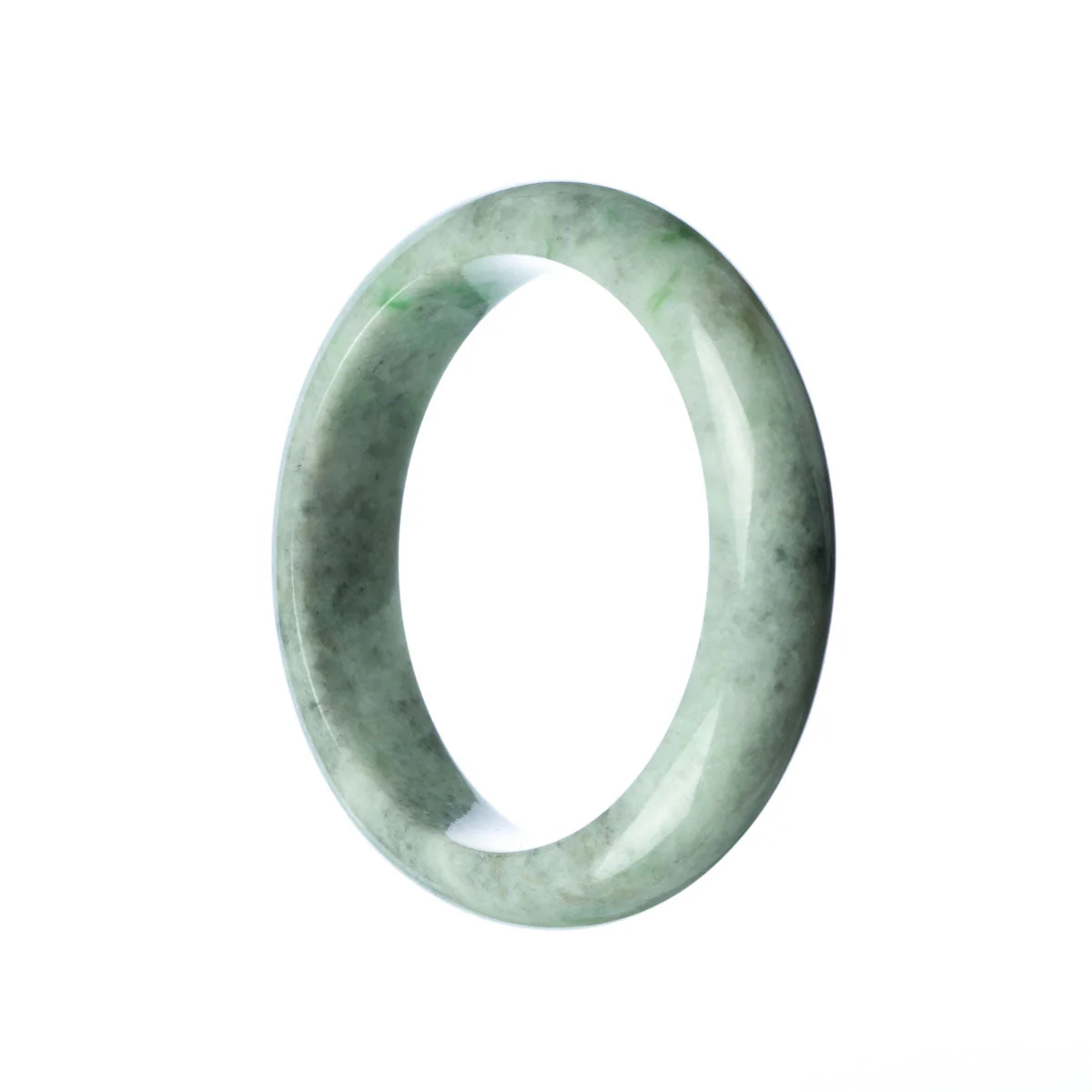 Authentic Natural Grey Green Jadeite Jade Bangle - 58mm Half Moon