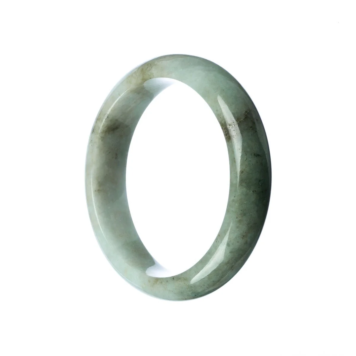 Real Grade A Grey Green Jadeite Bangle Bracelet - 59mm Half Moon - Image 2