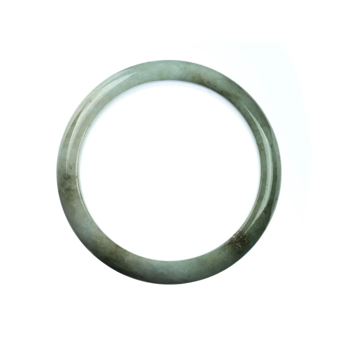Real Grade A Grey Green Jadeite Bangle Bracelet - 59mm Half Moon - Image 4